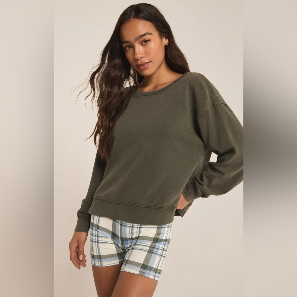 NWT Z Supply reversible washed sweatshirt grape leaf green size small